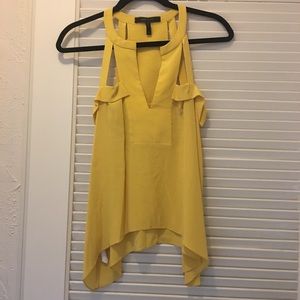 Yellow bcbgmaxazria cut out high low tank